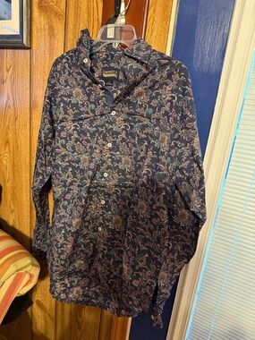 Daniel Cremieux Navy Blue Floral Button-Down Shirt